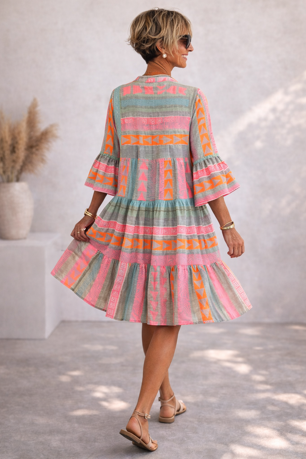Irene | Patterned Flowing Midi Dress