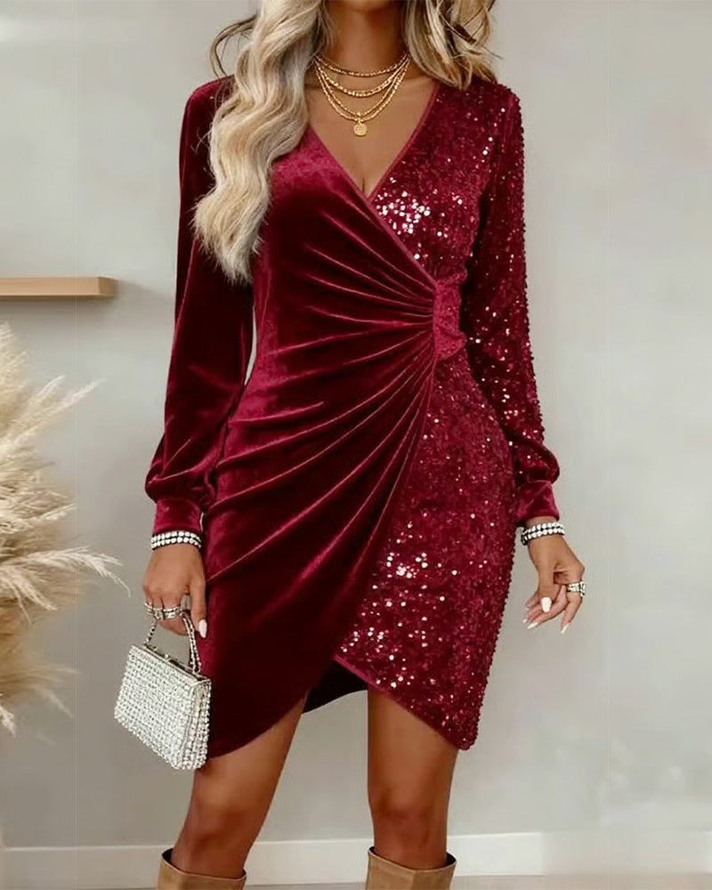 Briar | Shimmering V Neck Midi Dress