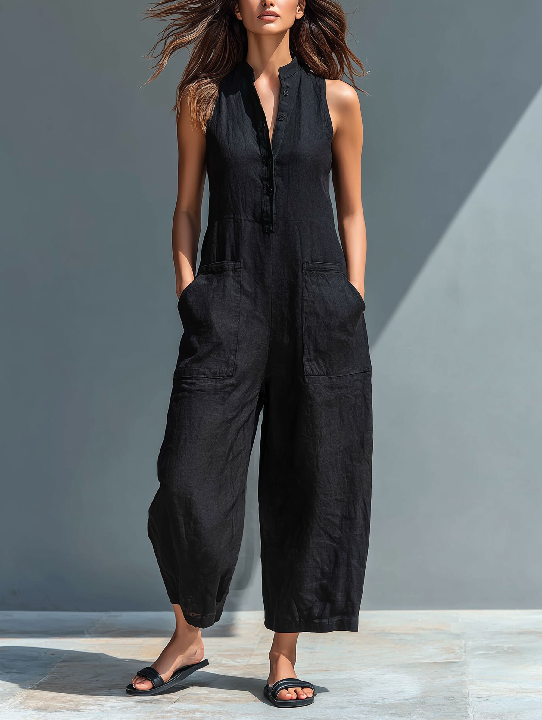 Ruth | Elegant Buttoned Wide Leg Jumpsuit