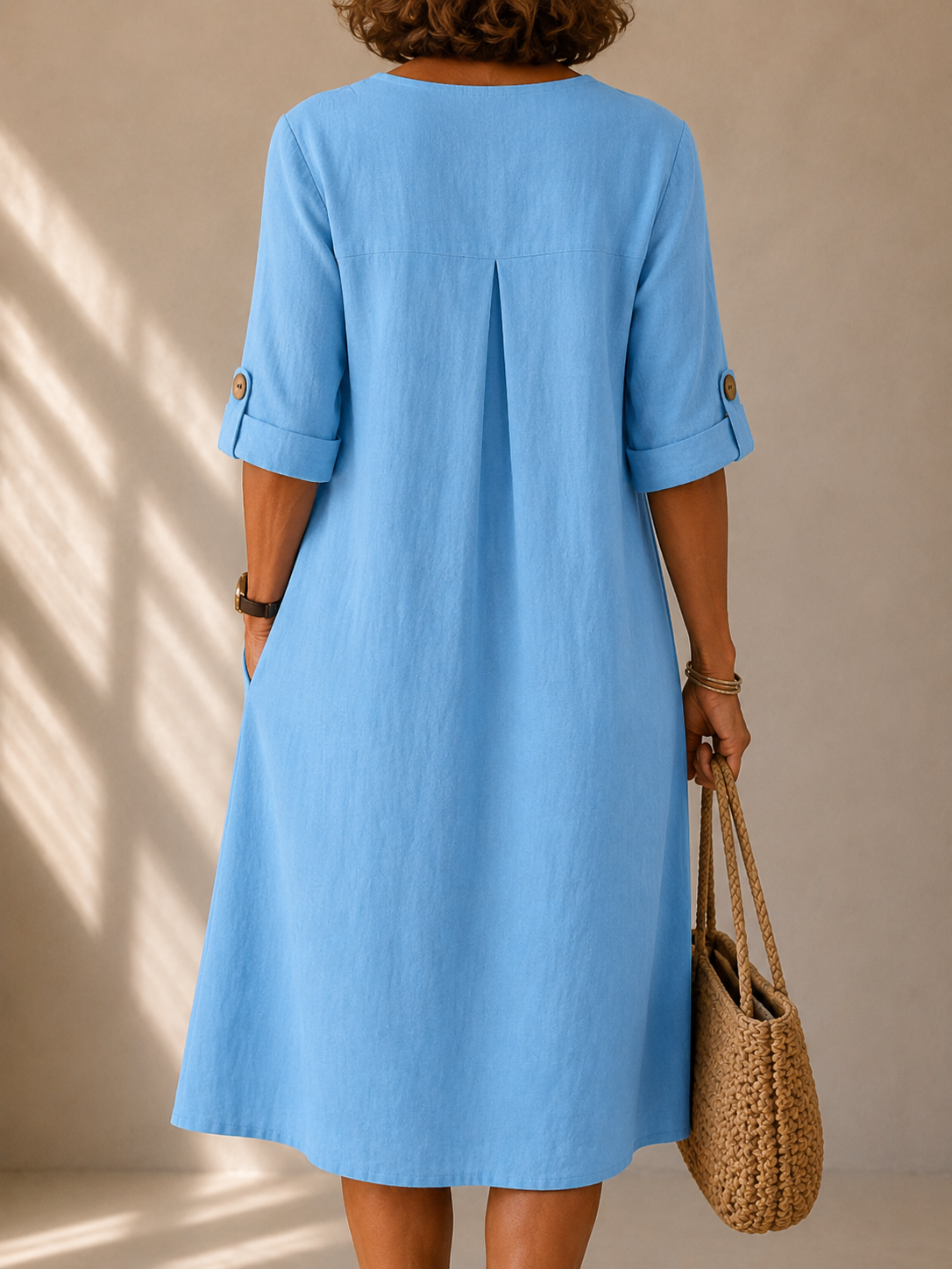 Marie | Buttoned Adjustable Sleeve Dress