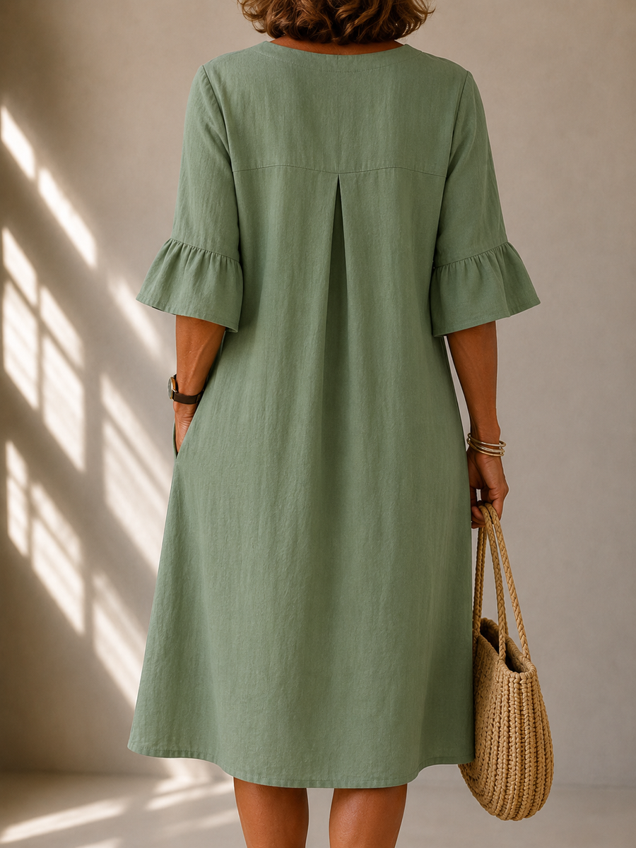 Veronique | Buttoned Flared Sleeve Dress