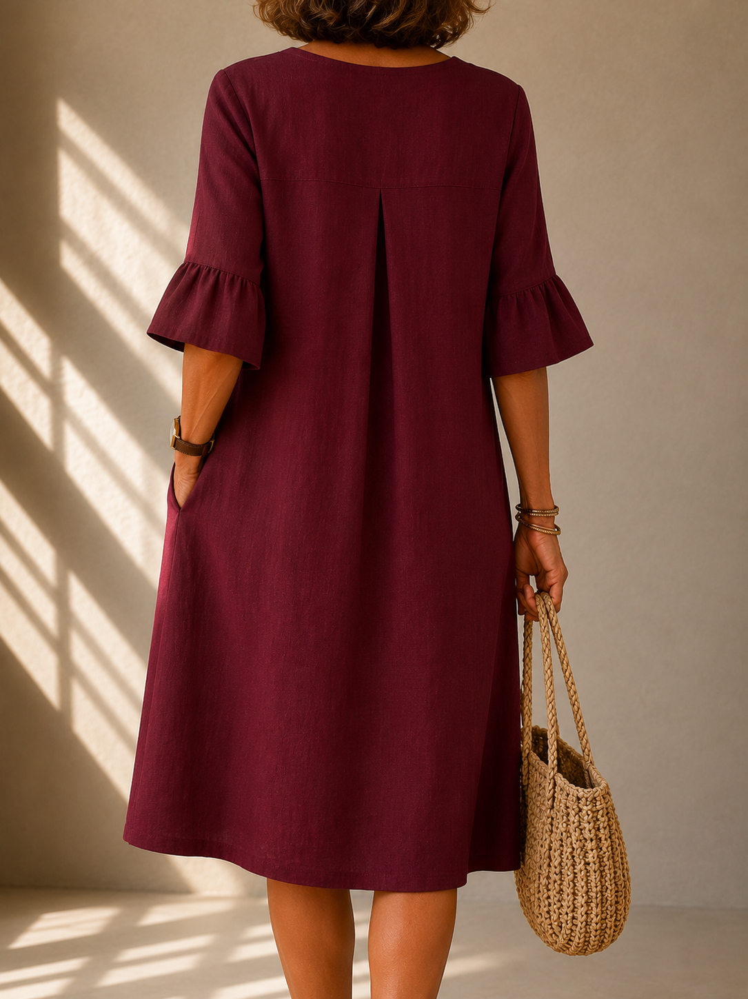 LIORA LONDON | BUTTONED RUFFLE-SLEEVE DRESS BRIGITTE