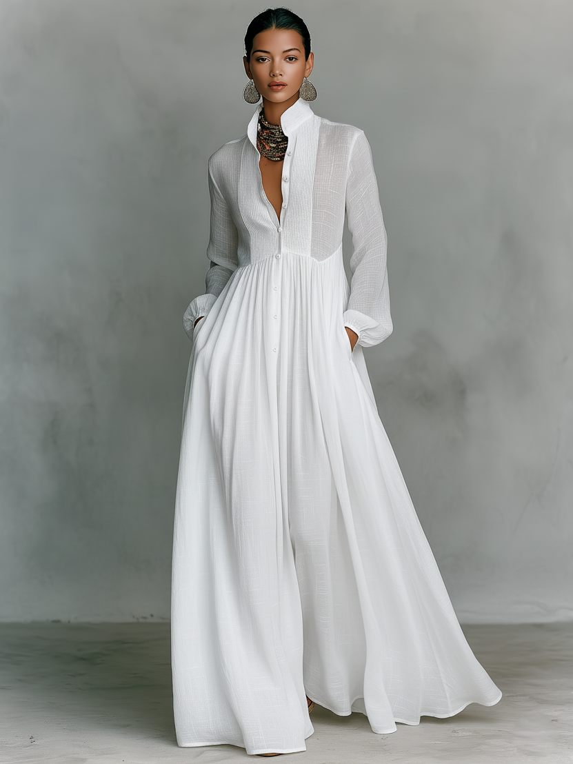 Gloria | Linen Patchwork Maxi Dress