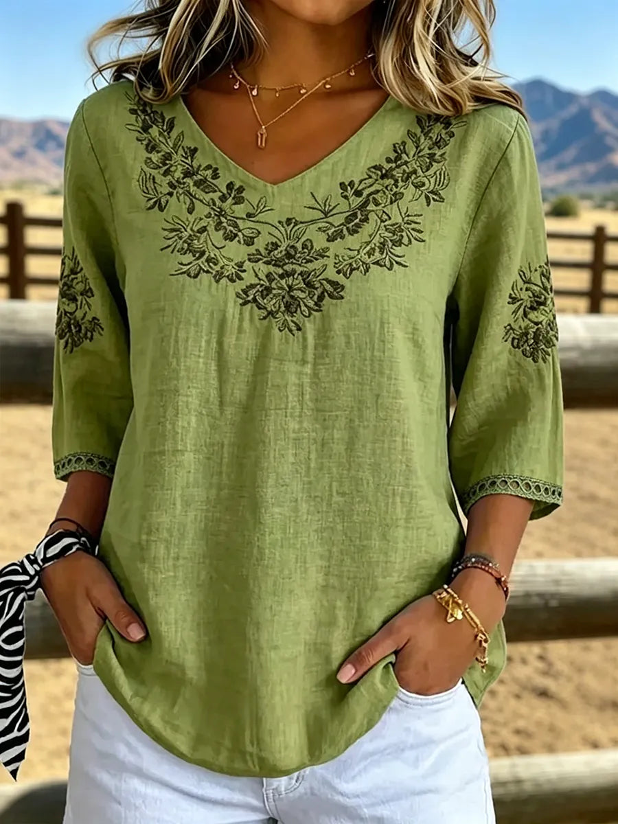 Willow | Botanical V Neck Blouse