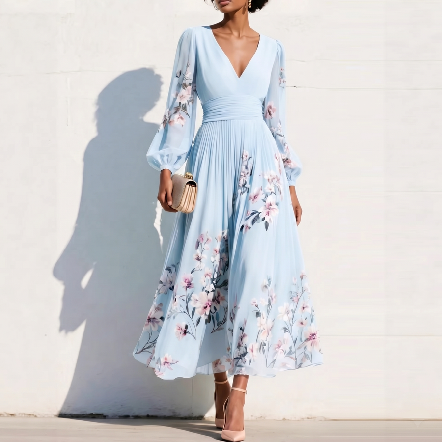 Emmeline | Puff Sleeve Midi Dress