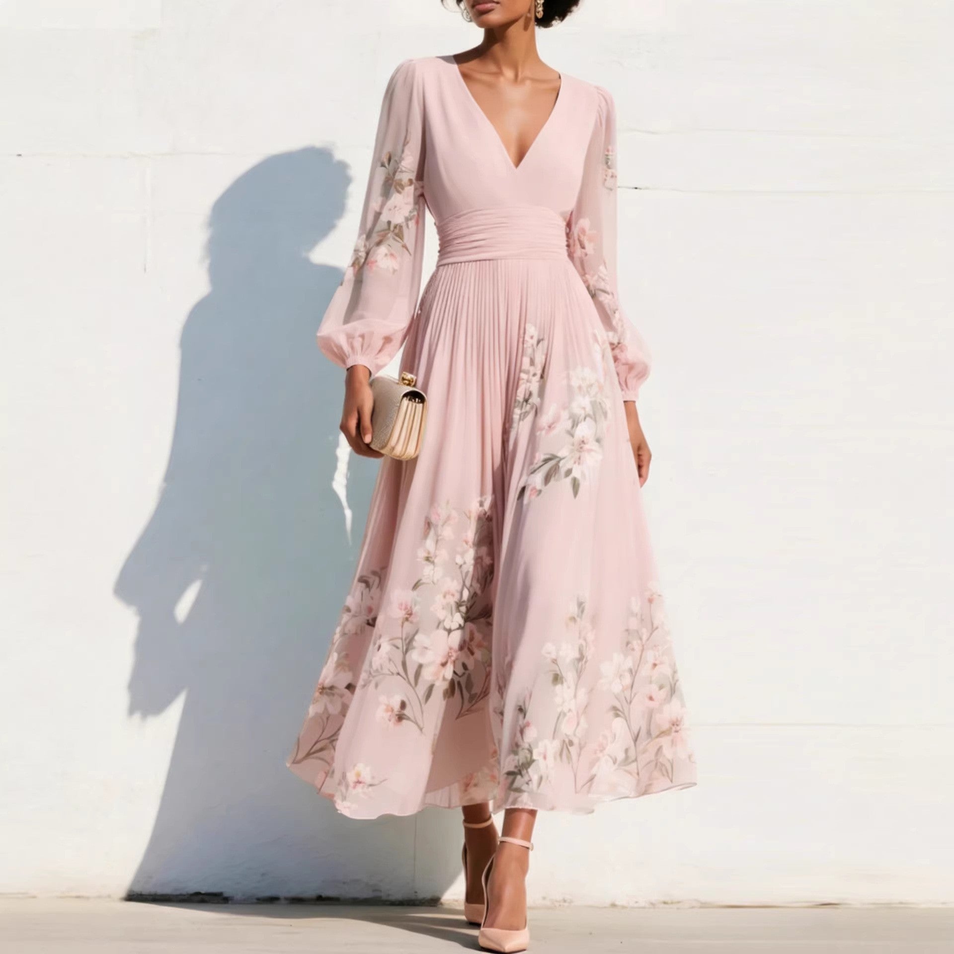 Emmeline | Puff Sleeve Midi Dress