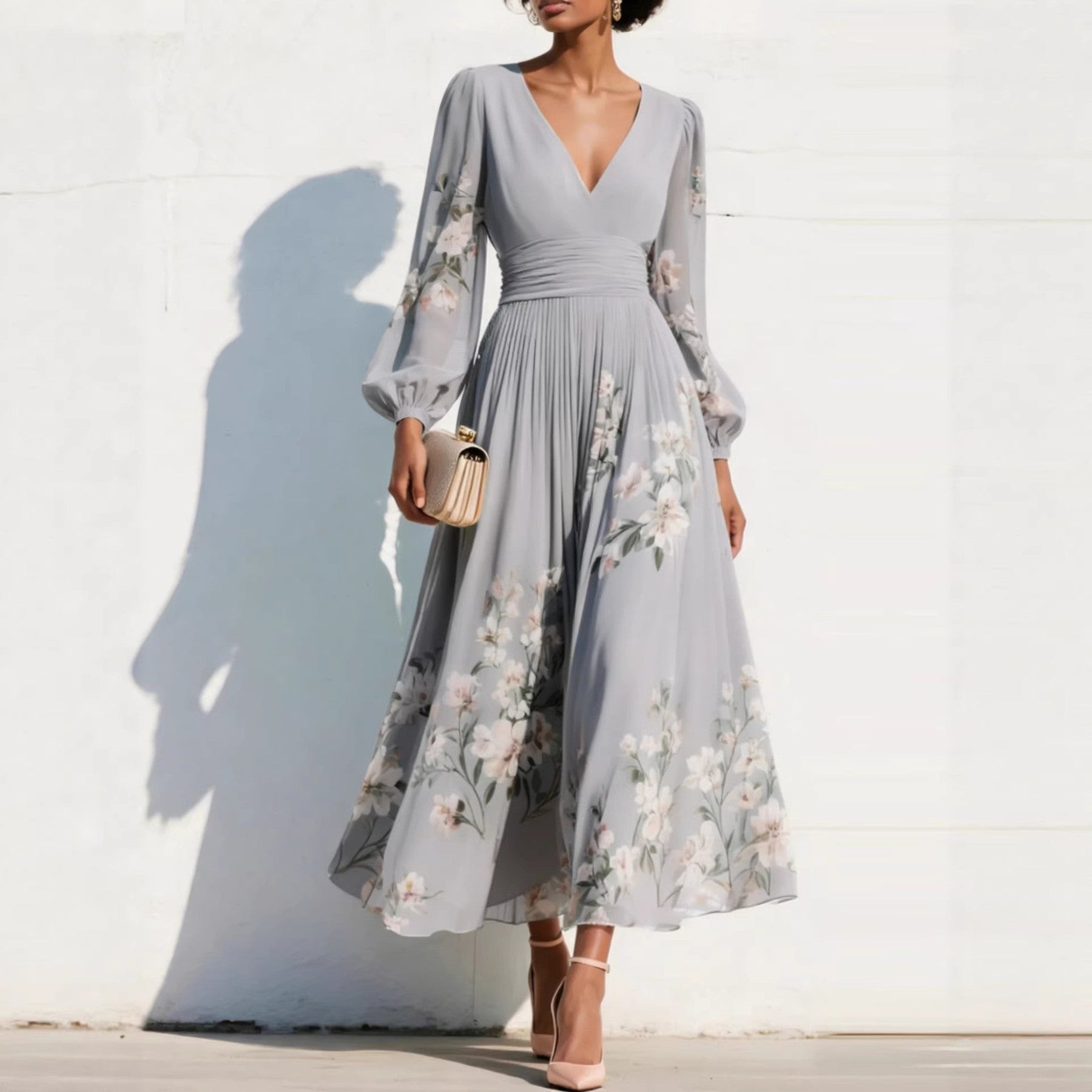 Emmeline | Puff Sleeve Midi Dress