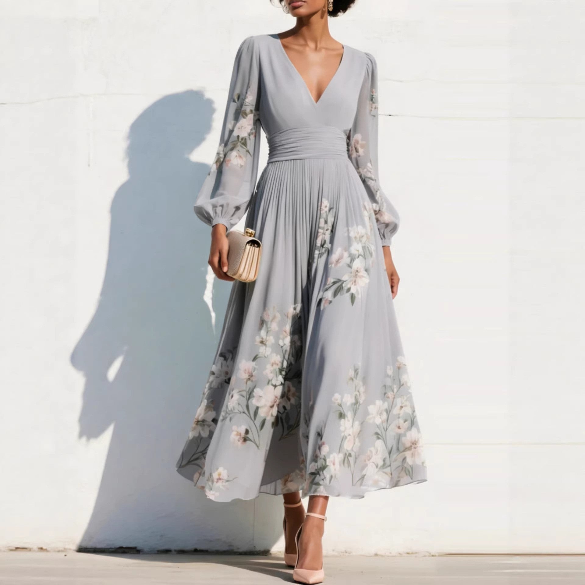 Emmeline | Puff Sleeve Midi Dress