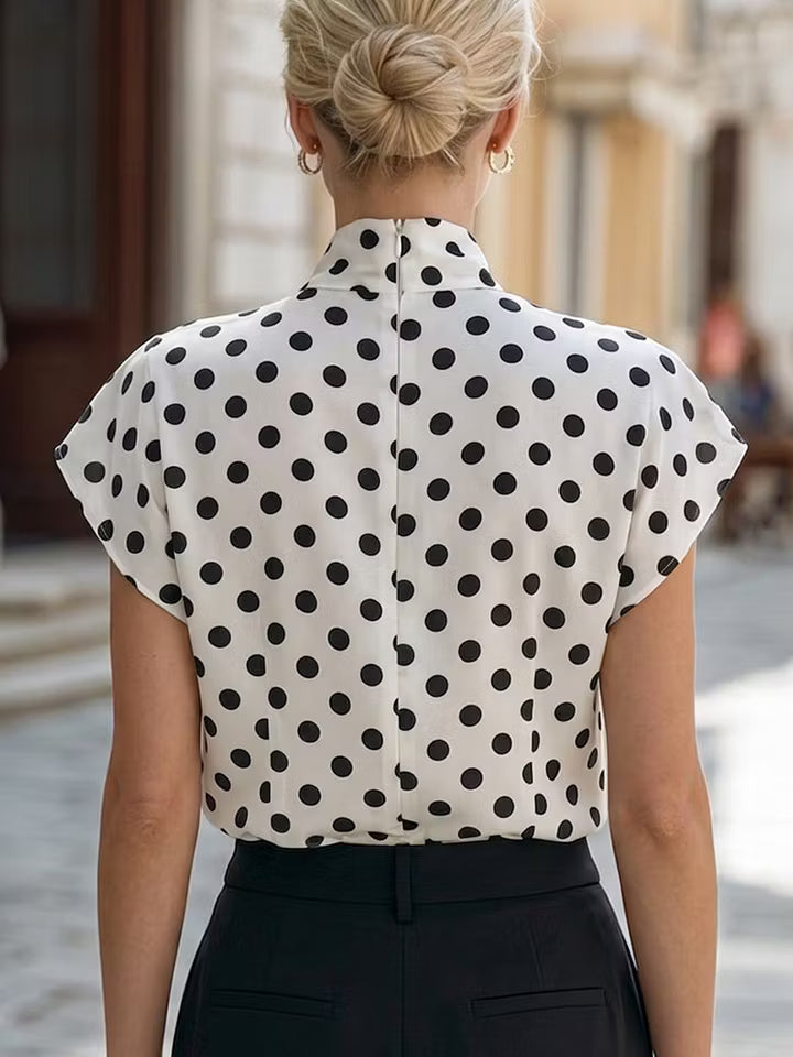 Sylvia | Polka Dot Bow Neck Blouse