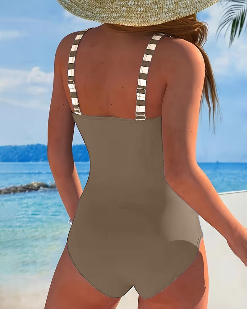 Aurora — Colourblock Stripe Swimsuit