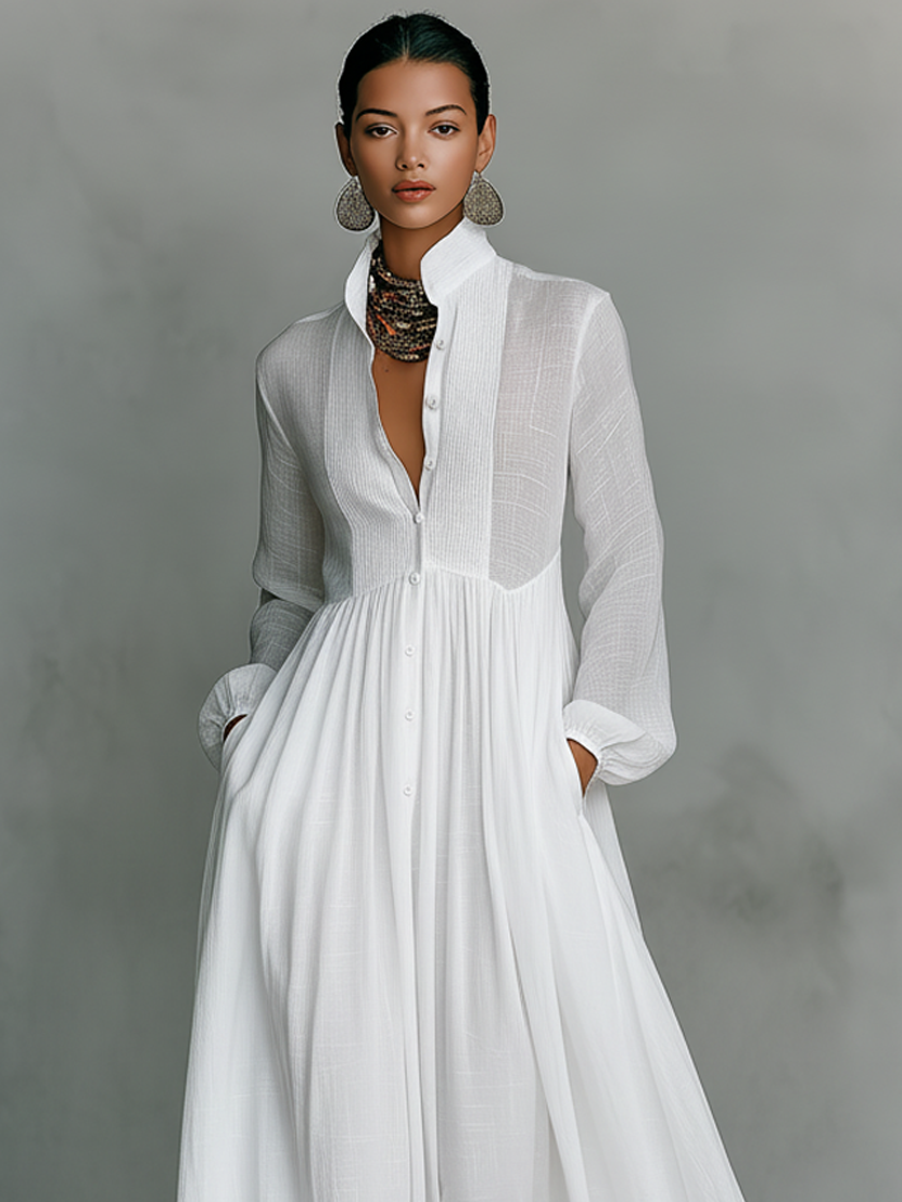 Gloria | Linen Patchwork Maxi Dress