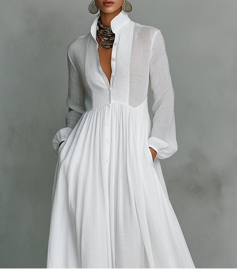 Elisa | Minimalist High Collar Maxi Dress