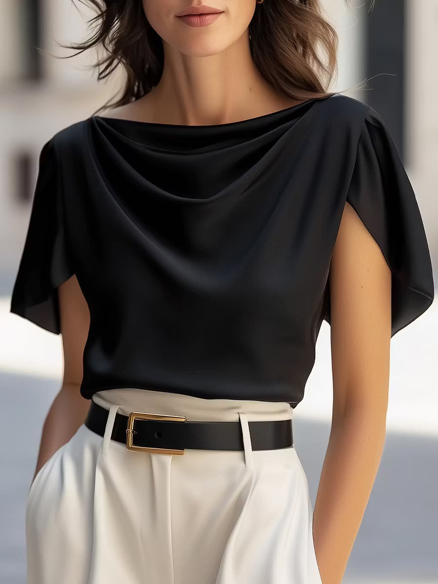 Rosabel | Draped Cap Sleeve Blouse