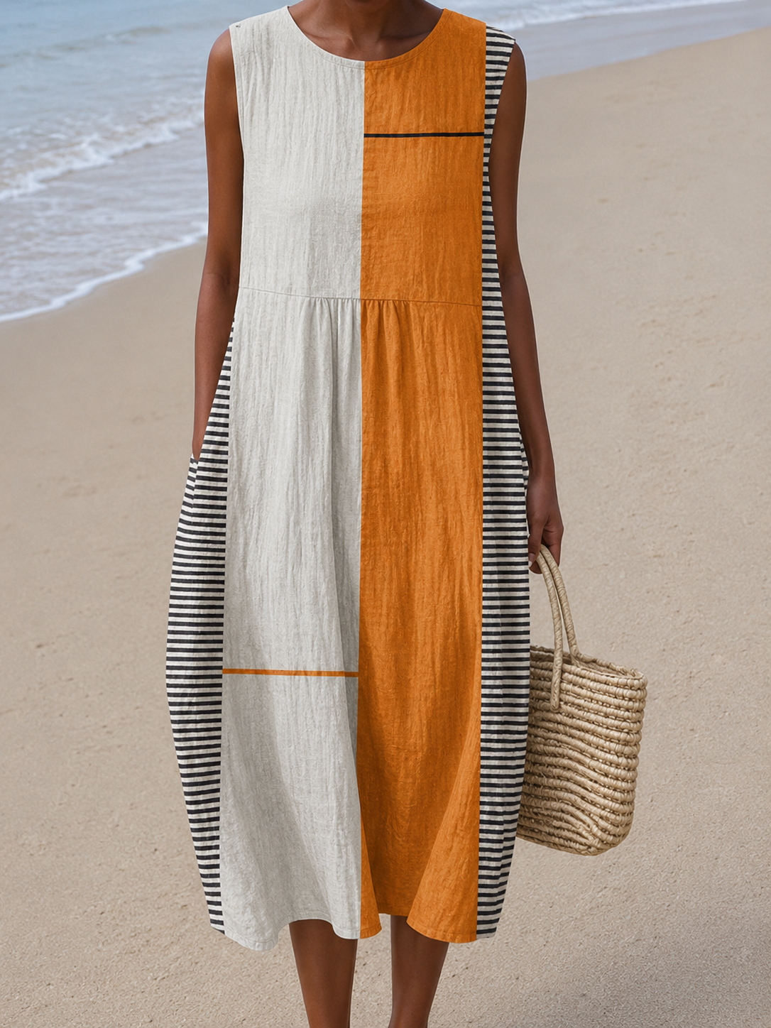 Estelle | Colourblock Sleeveless Midi Dress
