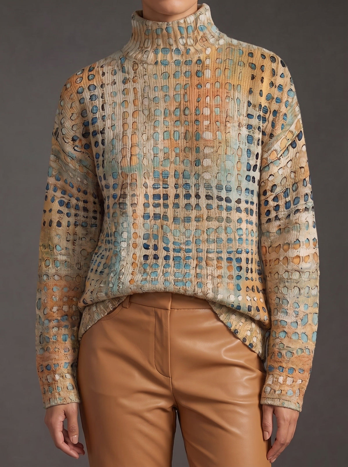 Bryndle | Autumn Grid Turtleneck Jumper