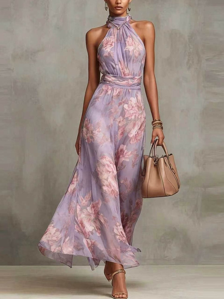 Cassia | Floral Halter Maxi Dress