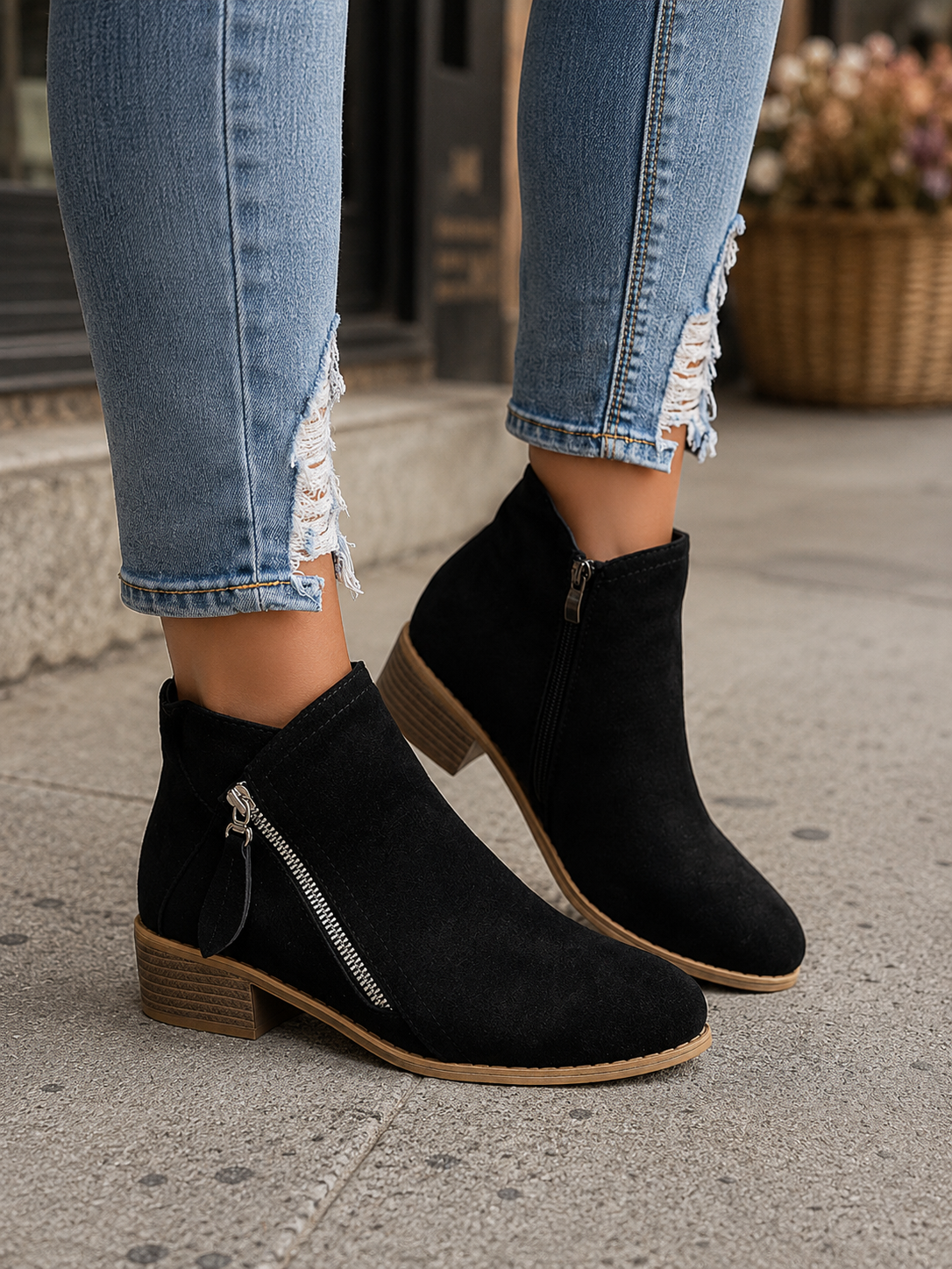 Colleen | Comfortable Zip Ankle Boots