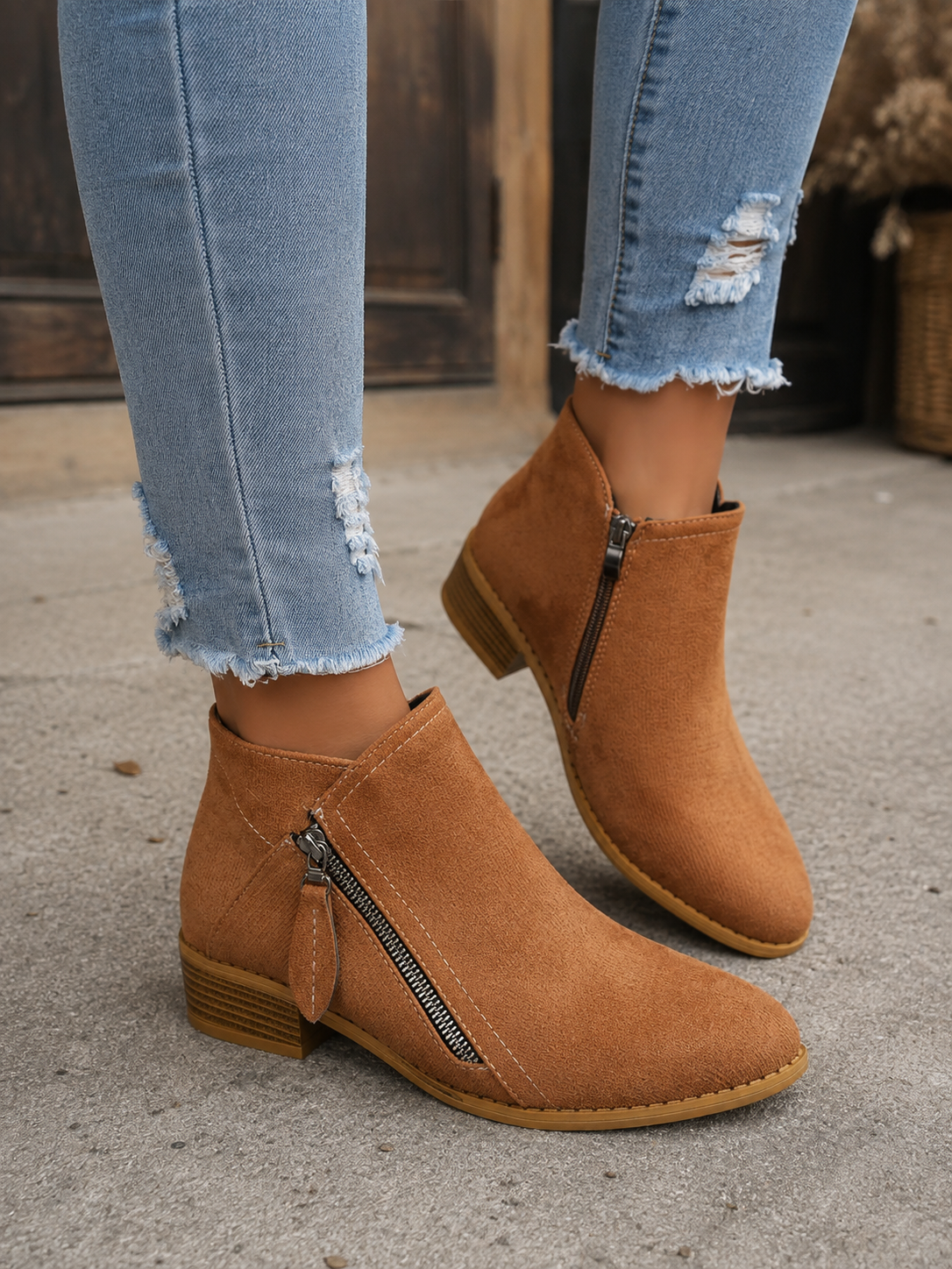 Colleen | Comfortable Zip Ankle Boots