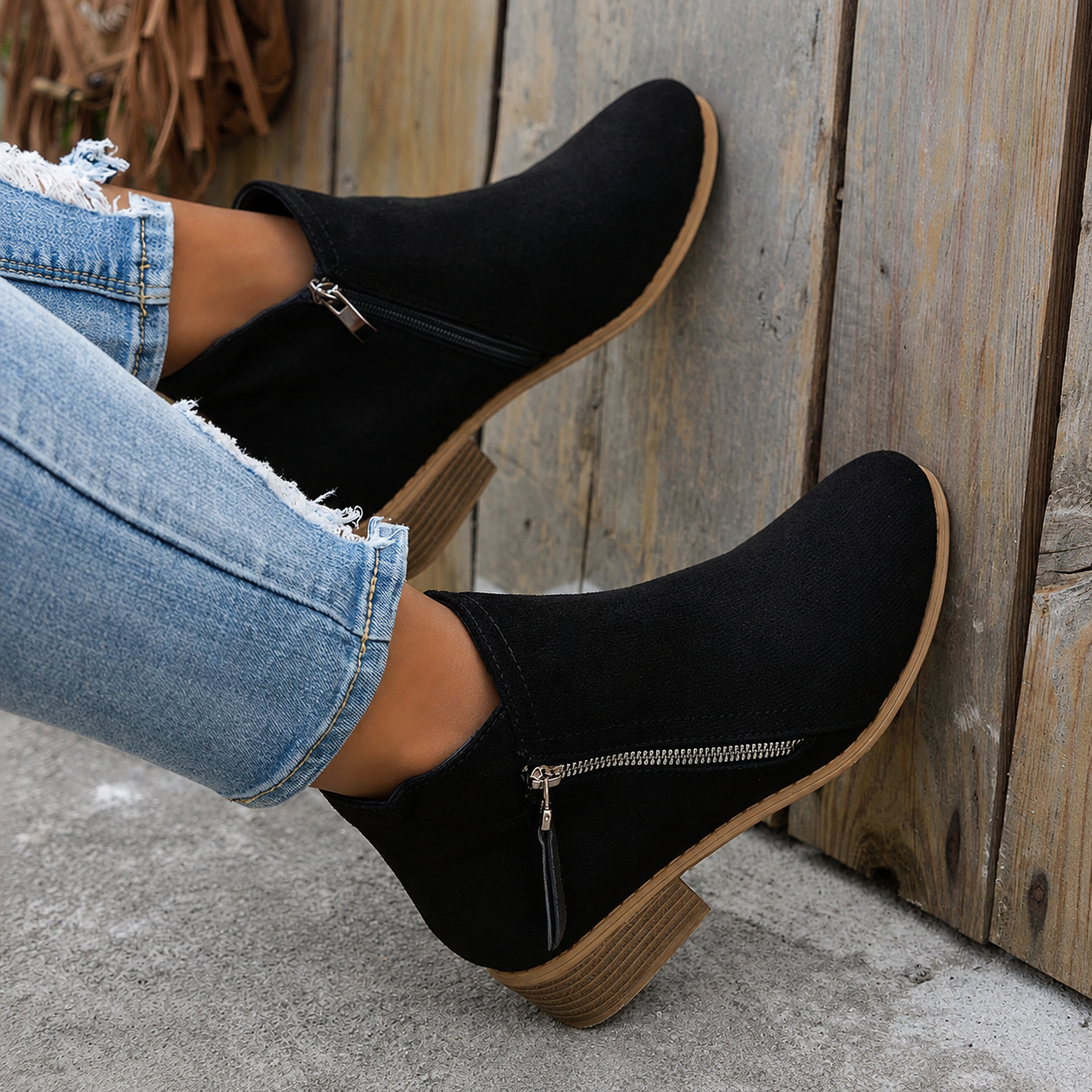 Colleen | Comfortable Zip Ankle Boots