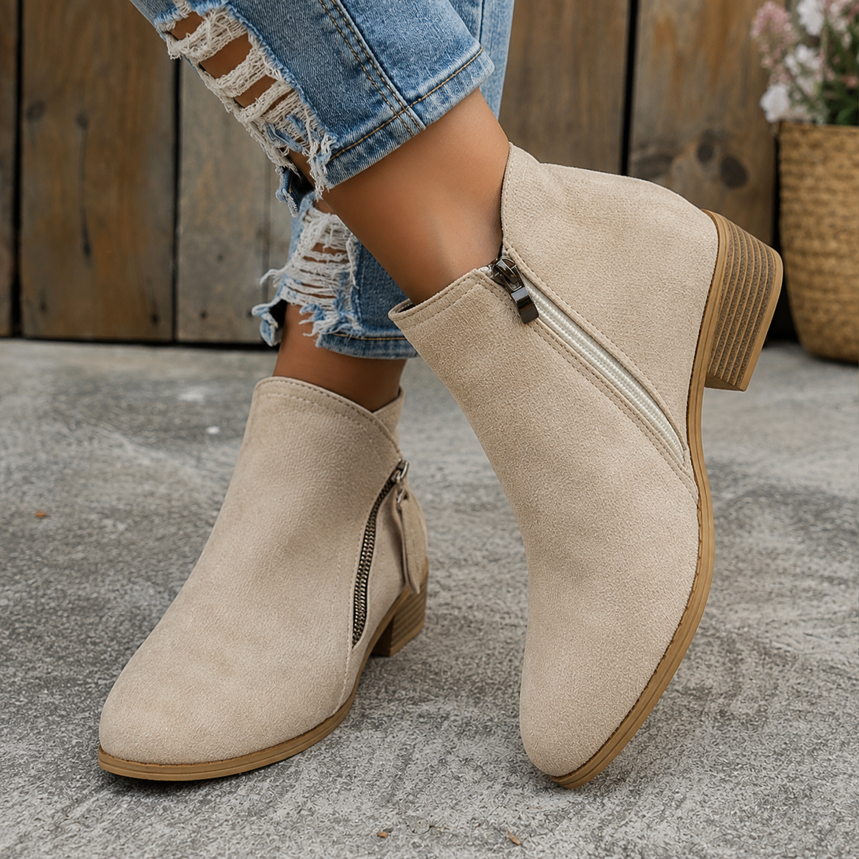 Colleen | Comfortable Zip Ankle Boots