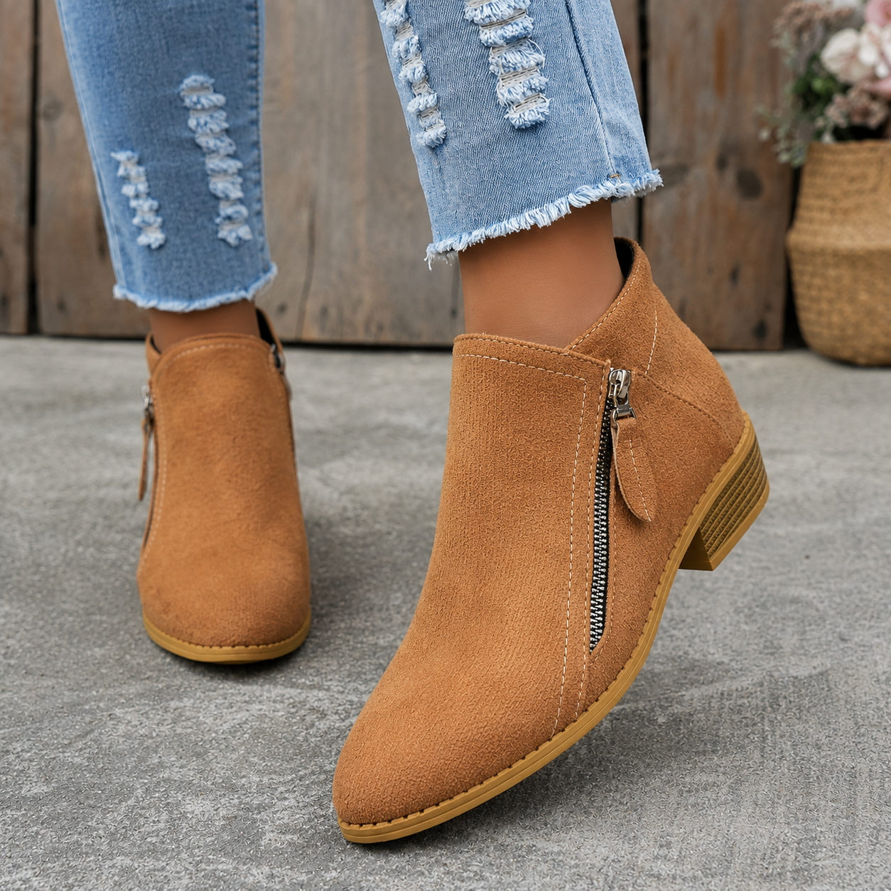 Colleen | Comfortable Zip Ankle Boots