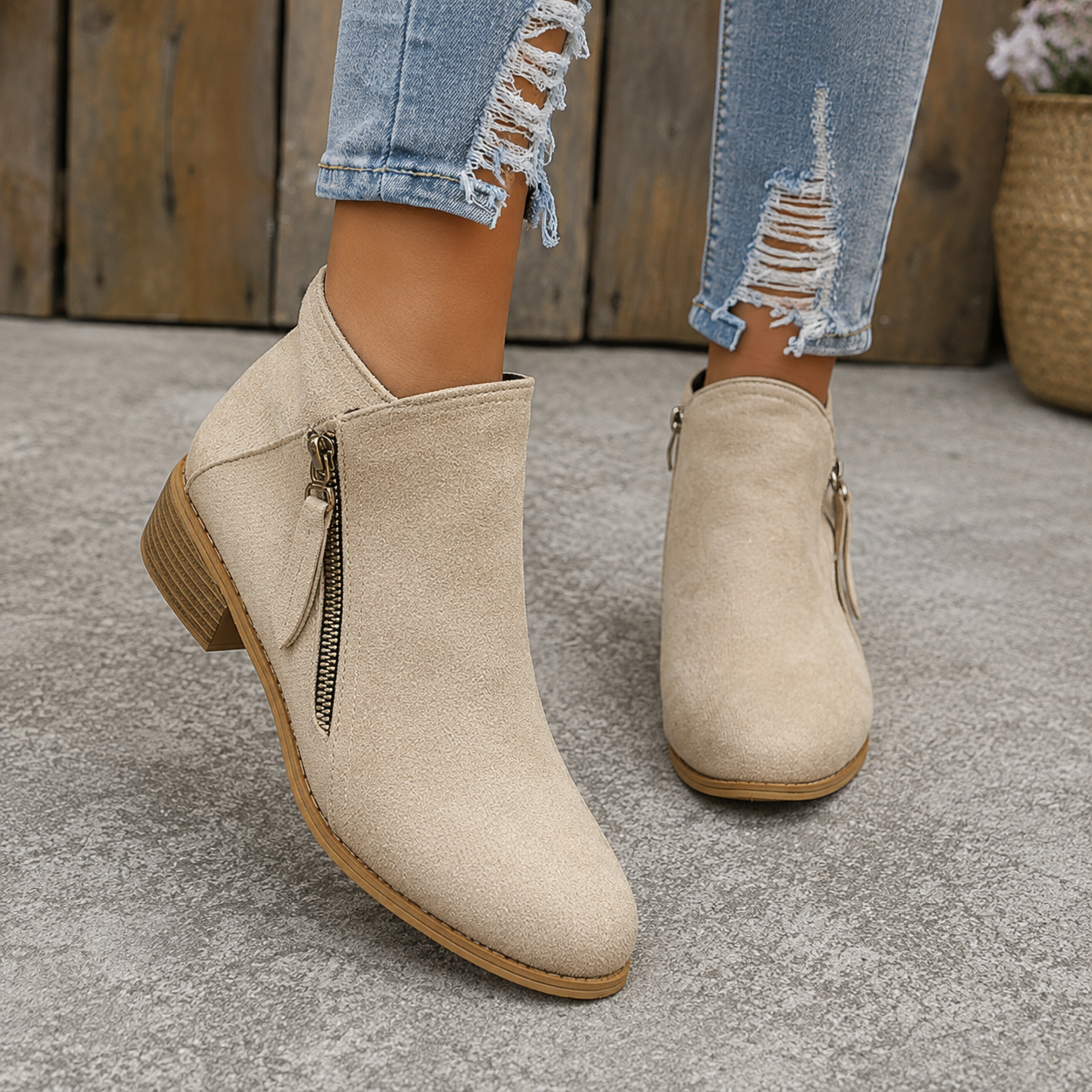 Colleen | Comfortable Zip Ankle Boots