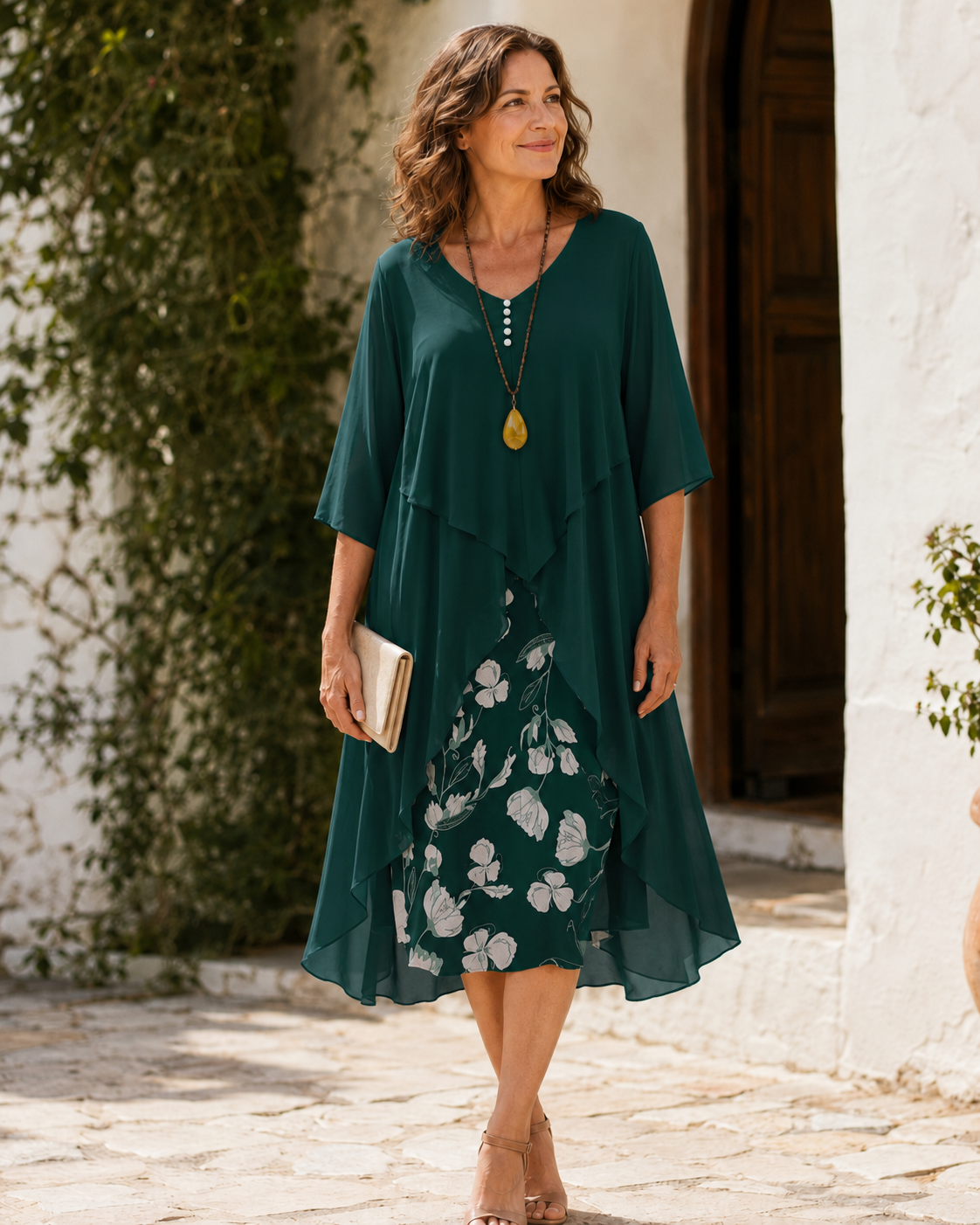 Margaret | Layered Floral Panel Dress
