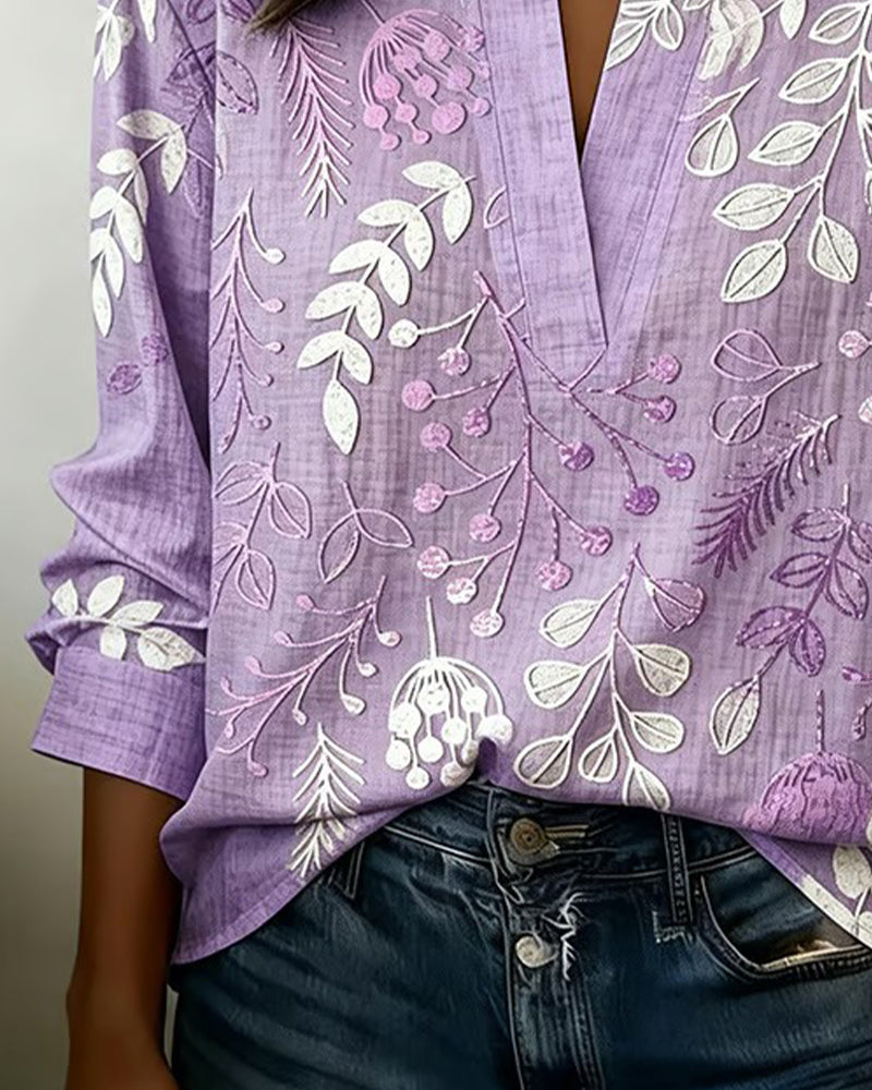 Liliane | Botanical Print Blouse