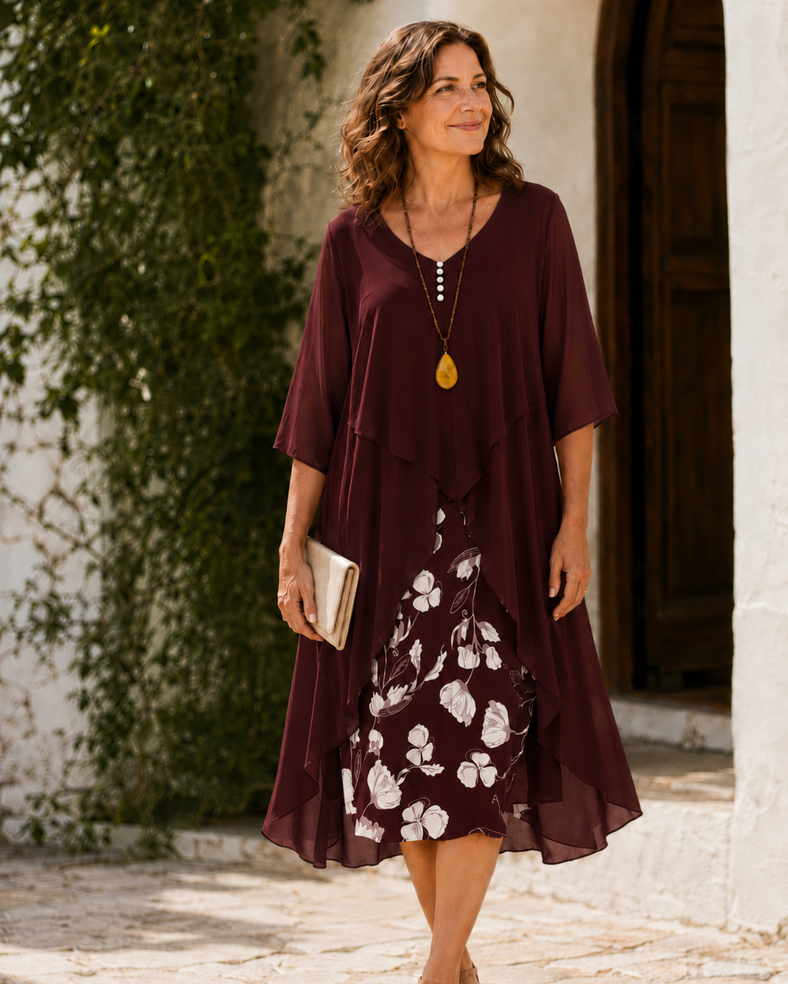 Margaret | Layered Floral Panel Dress