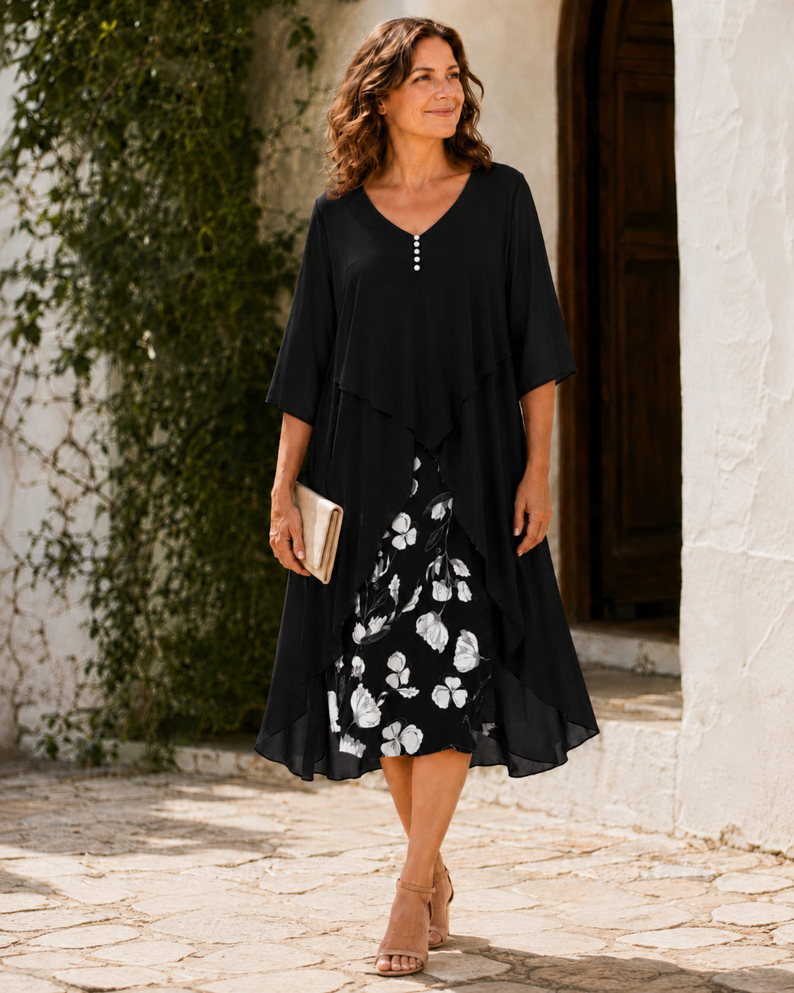 Margaret | Layered Floral Panel Dress