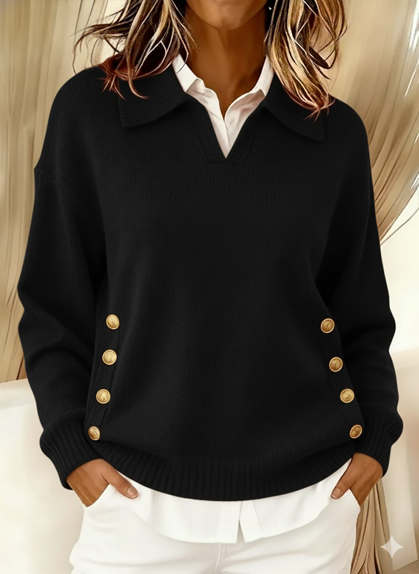 Vynette | V Neck Jumper with Collar