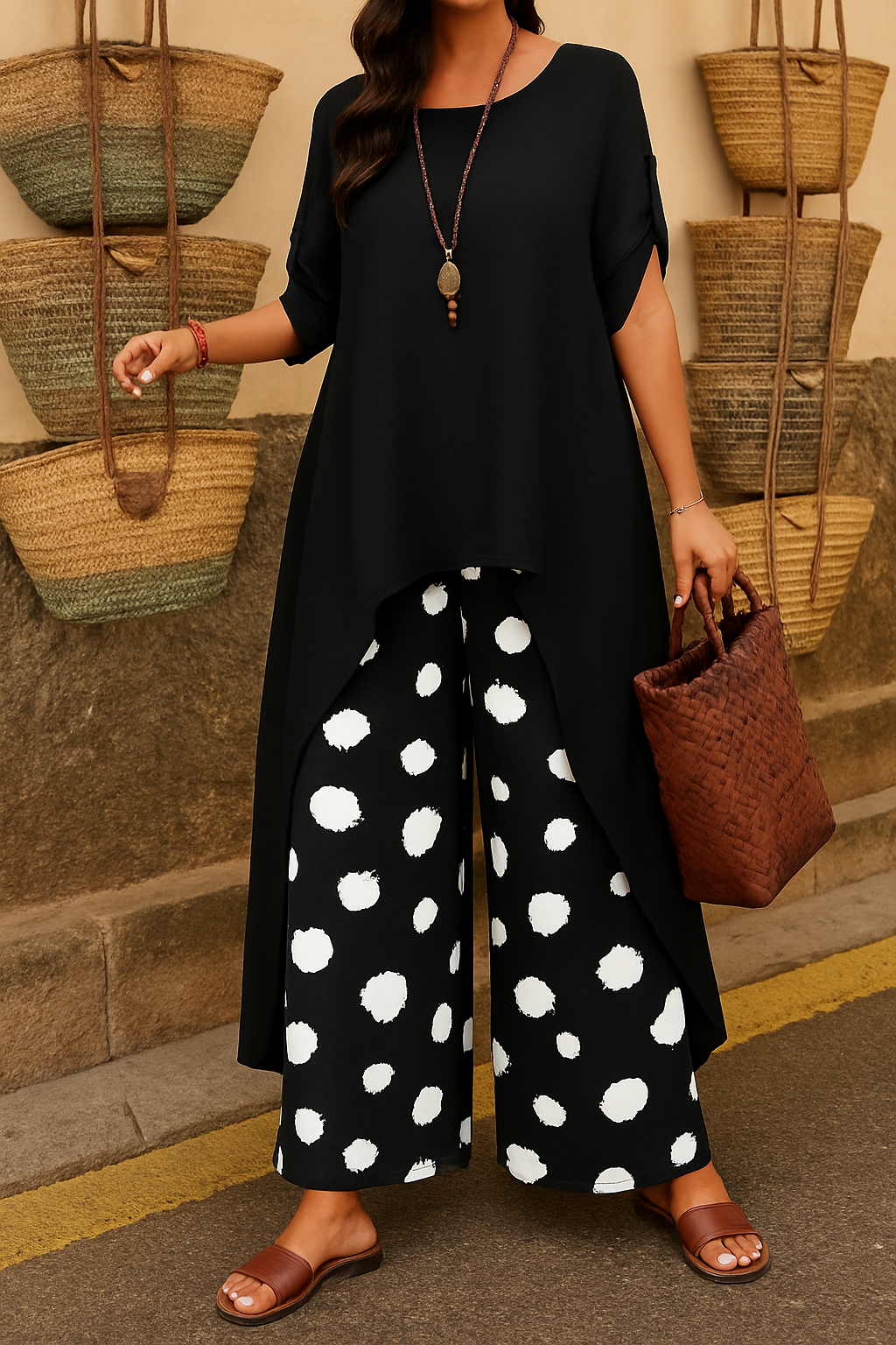 Coordinato • Cotone • Casual elegante con pantaloni a palazzo 🌿 — Isabella