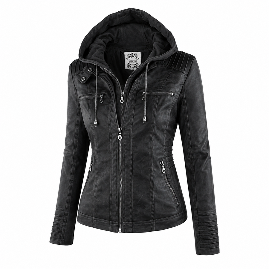 Diane | Hooded Leather Jacket