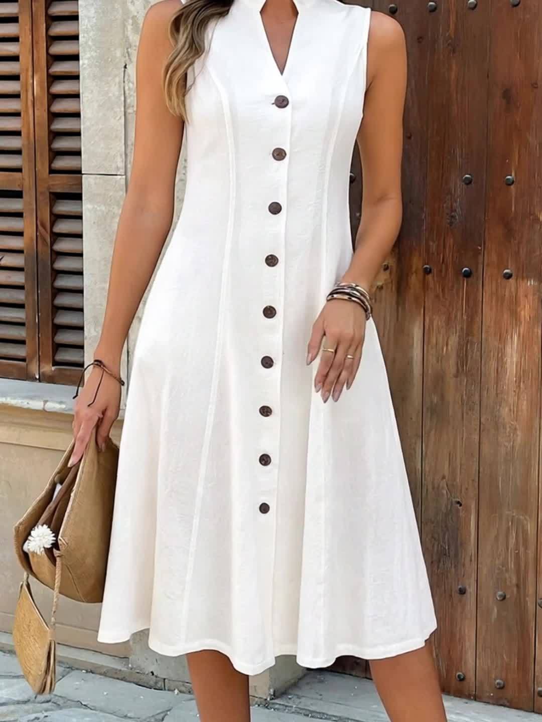 Valentina | Button Front Sleeveless Midi Dress