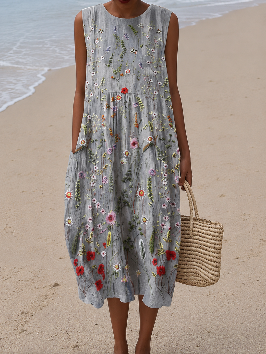Bernice | Sleeveless Floral Midi Dress