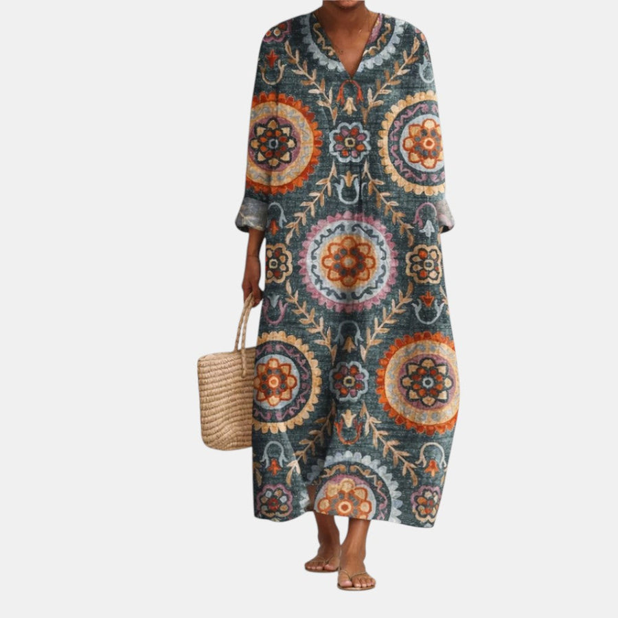 Liana | Bohemian Print Midi Dress