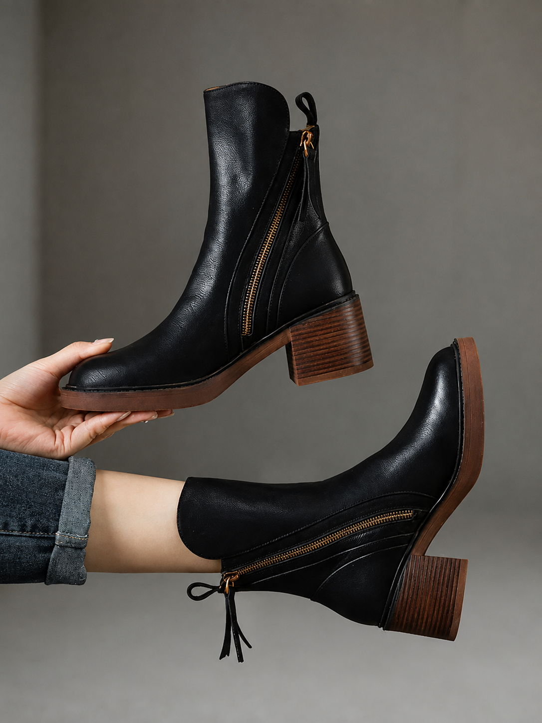 Erica | Leather Block Heel Boots