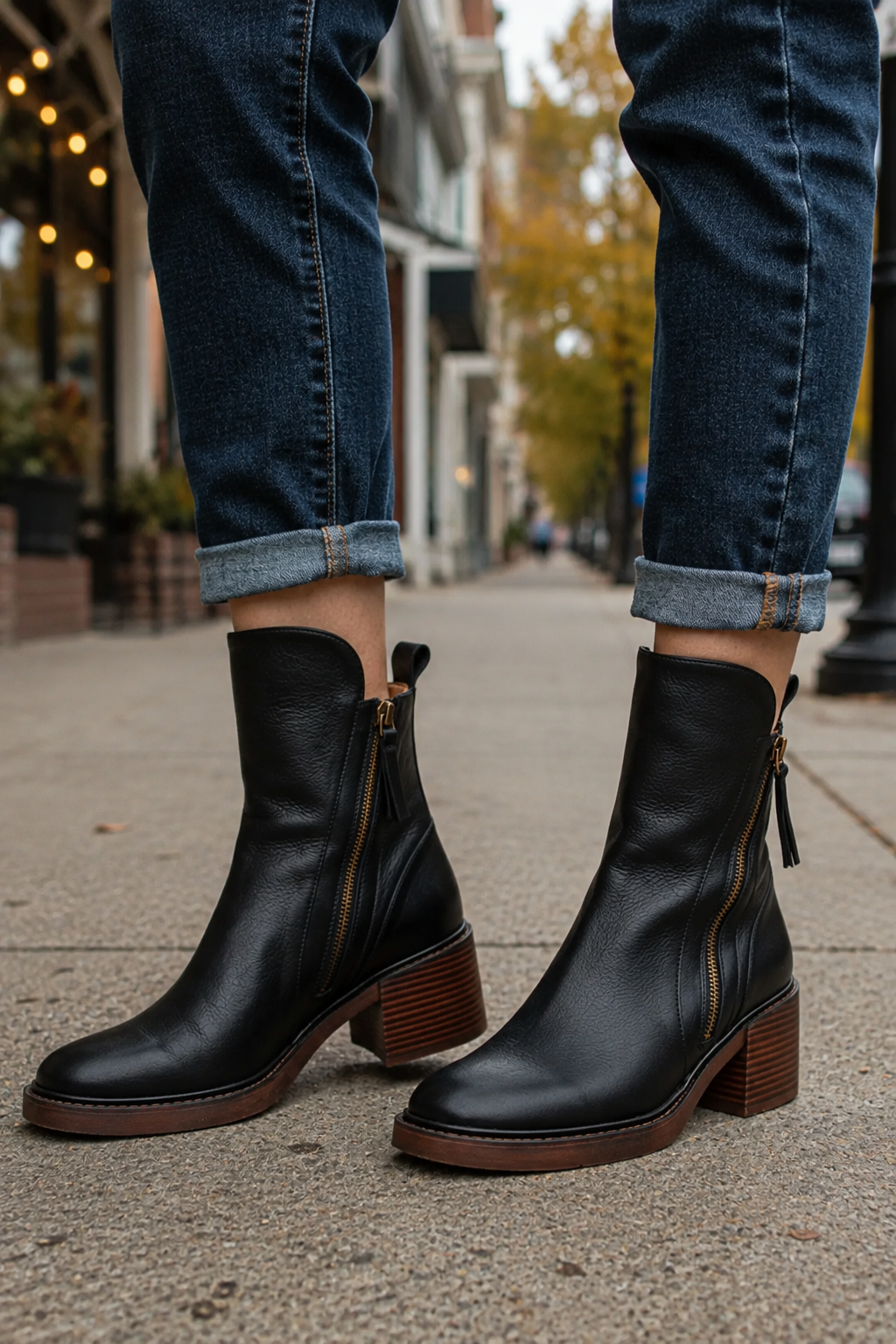 Erica | Leather Block Heel Boots