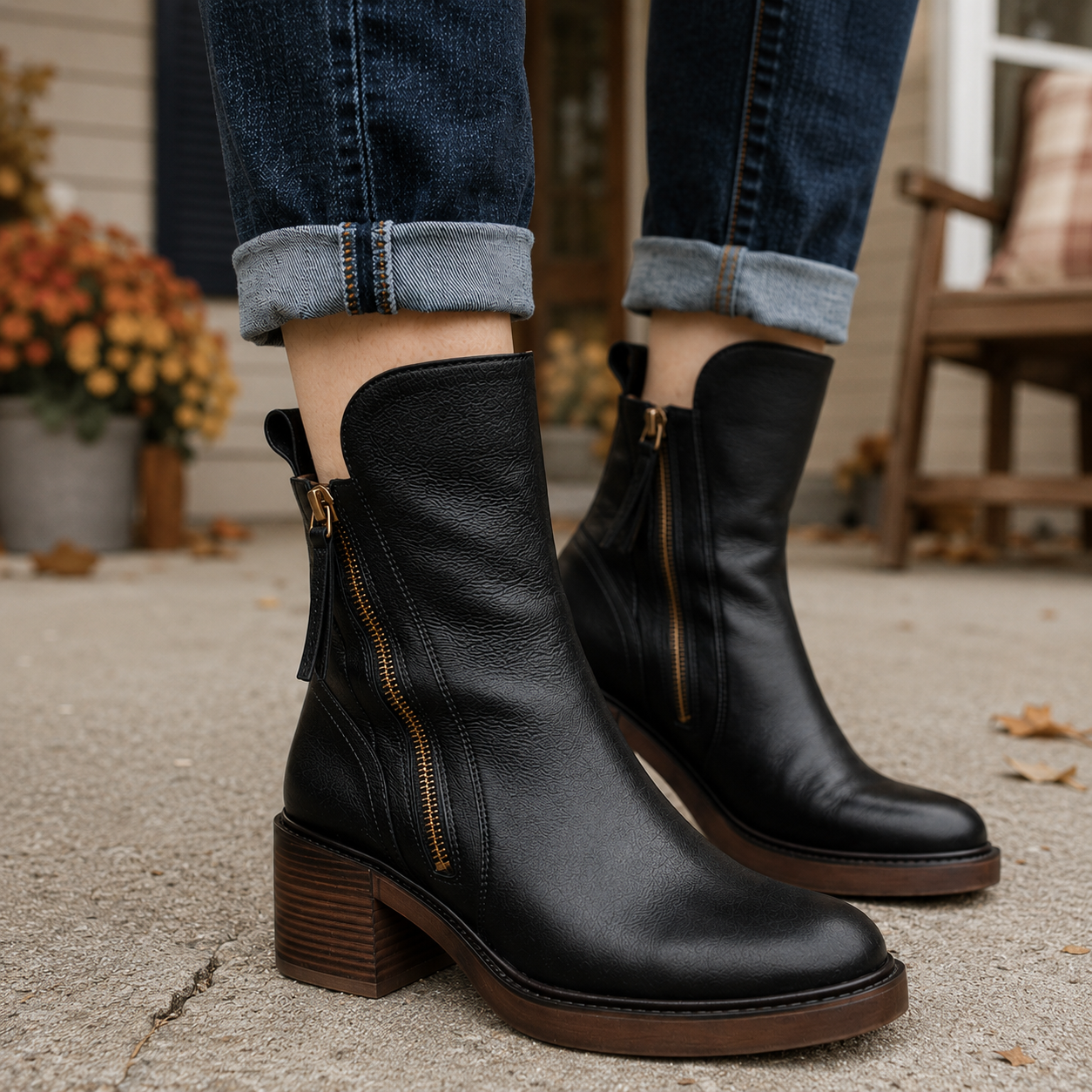 Erica | Leather Block Heel Boots