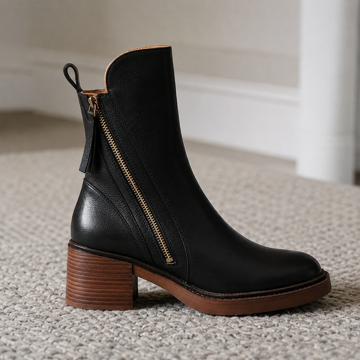 Erica | Leather Block Heel Boots