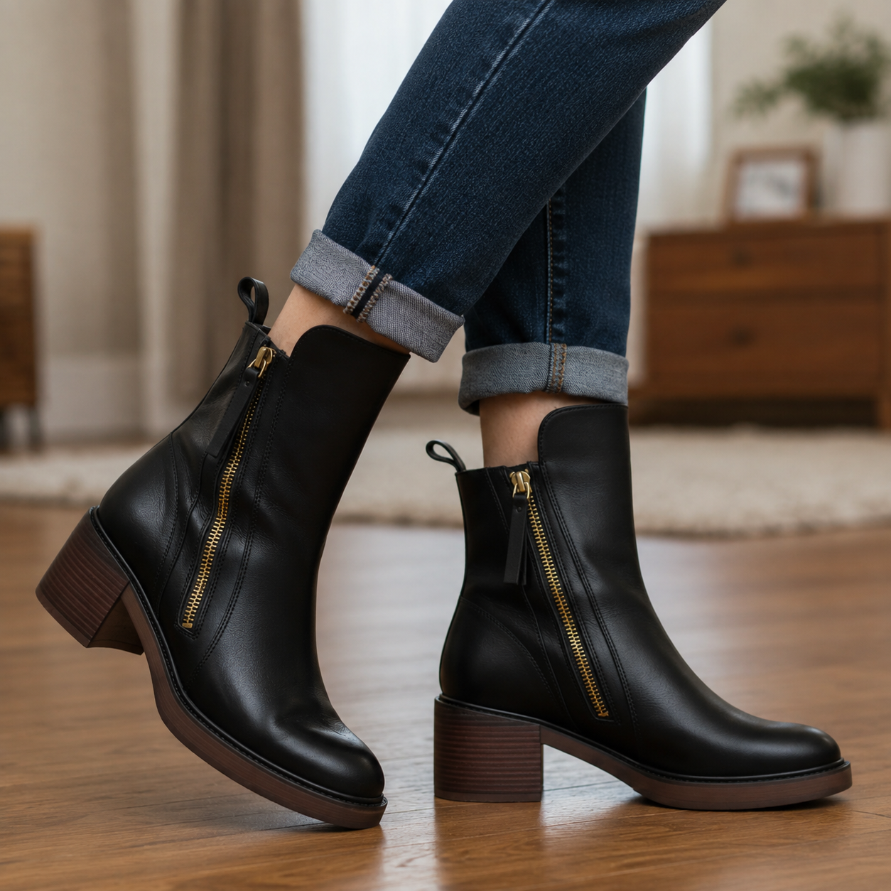 Erica | Leather Block Heel Boots