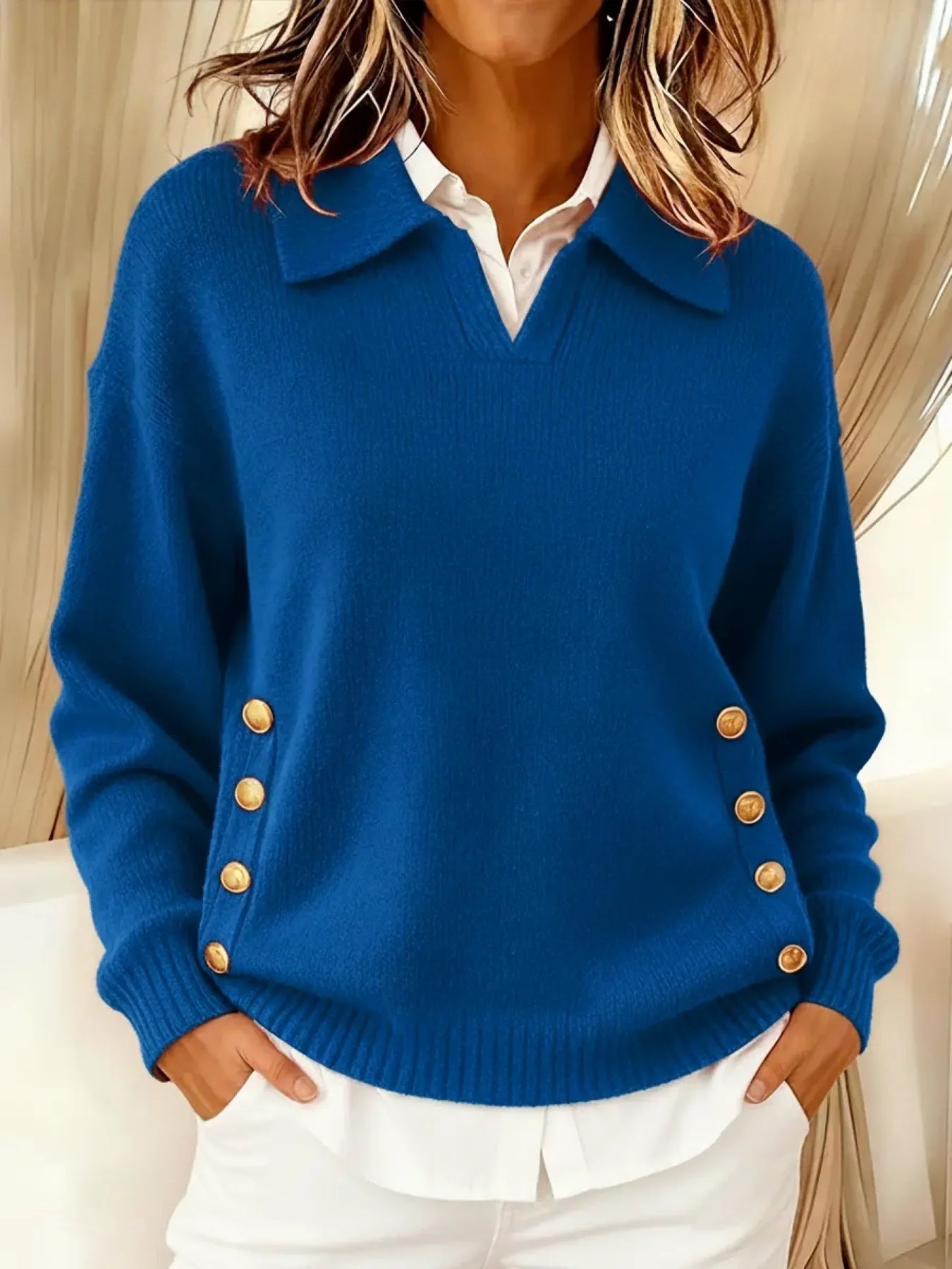 Vynette | V Neck Jumper with Collar