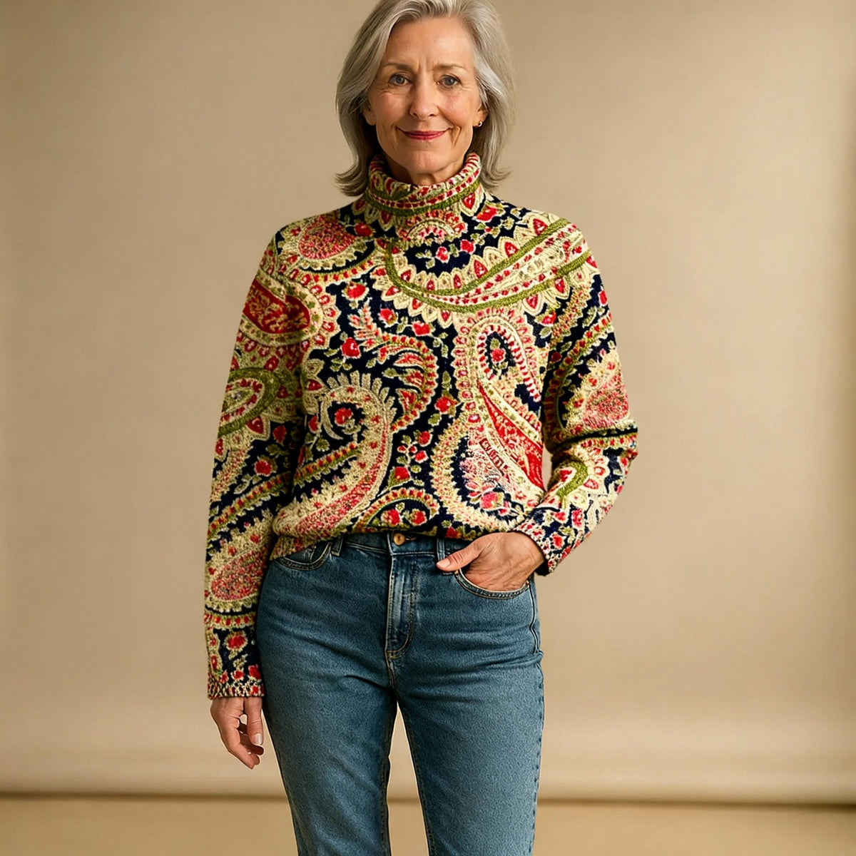Poppy | Floral Print Turtleneck Jumper