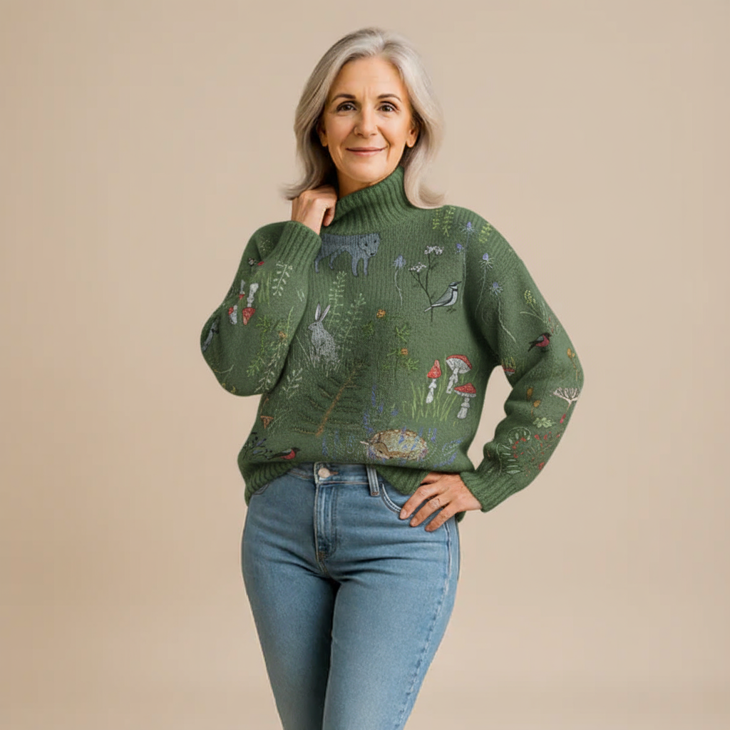 Zoe | Floral Print Turtleneck Jumper