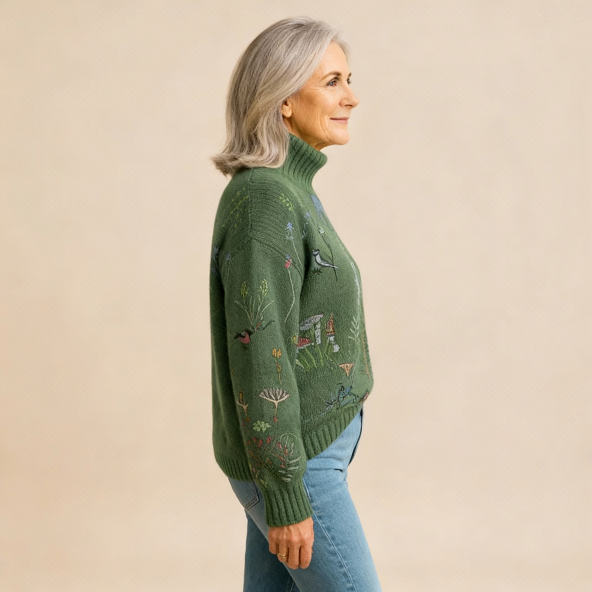 Zoe | Floral Print Turtleneck Jumper
