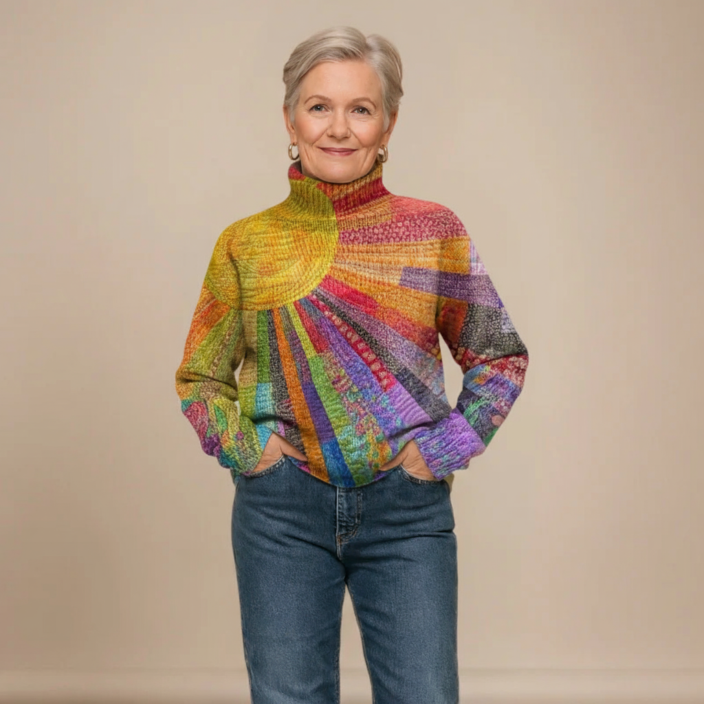 Rosalind | Sun Print Turtleneck Jumper