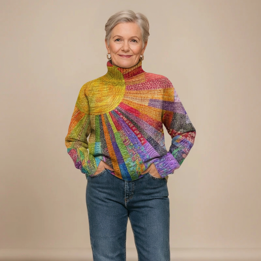 Rosalind | Sun Print Turtleneck Jumper