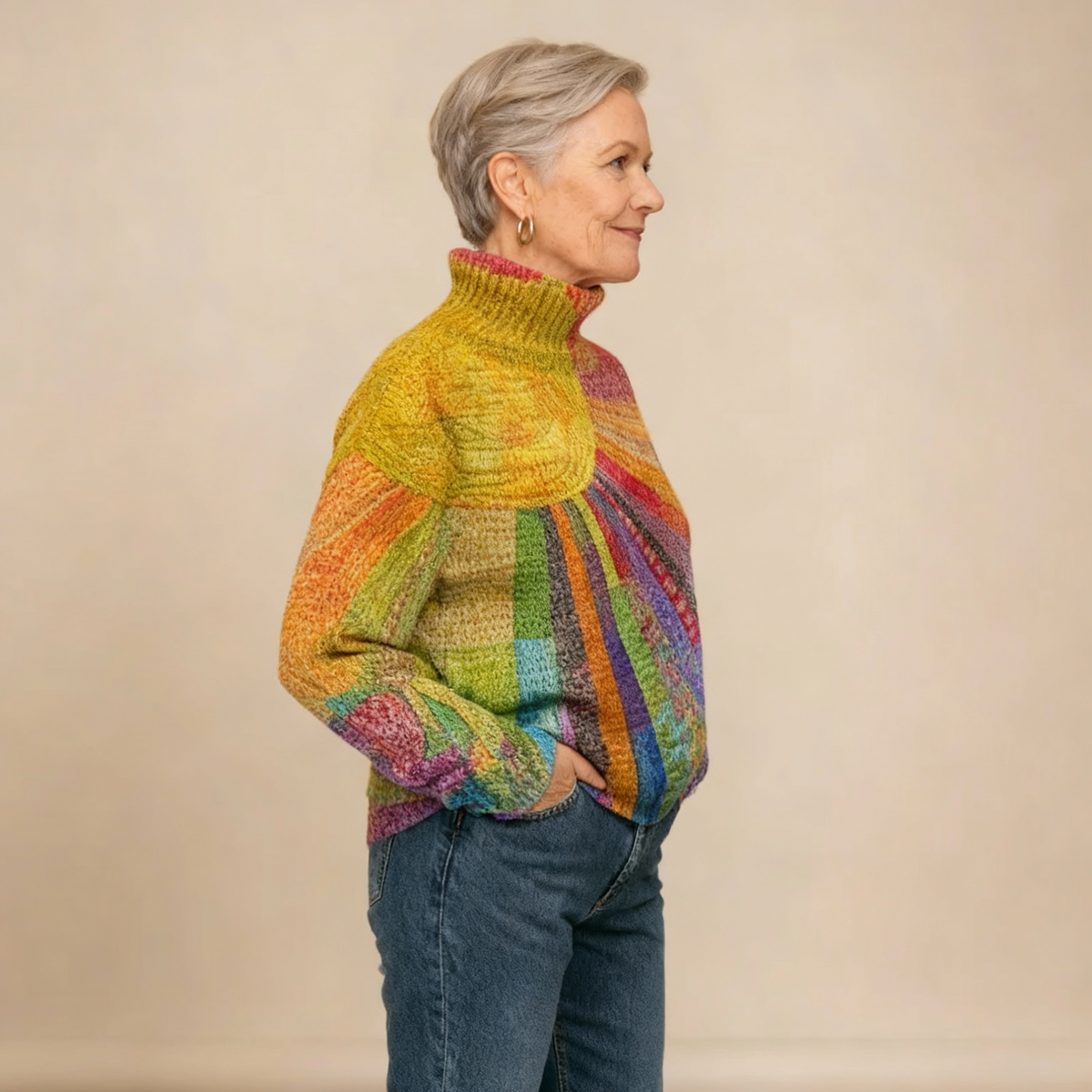 Rosalind | Sun Print Turtleneck Jumper