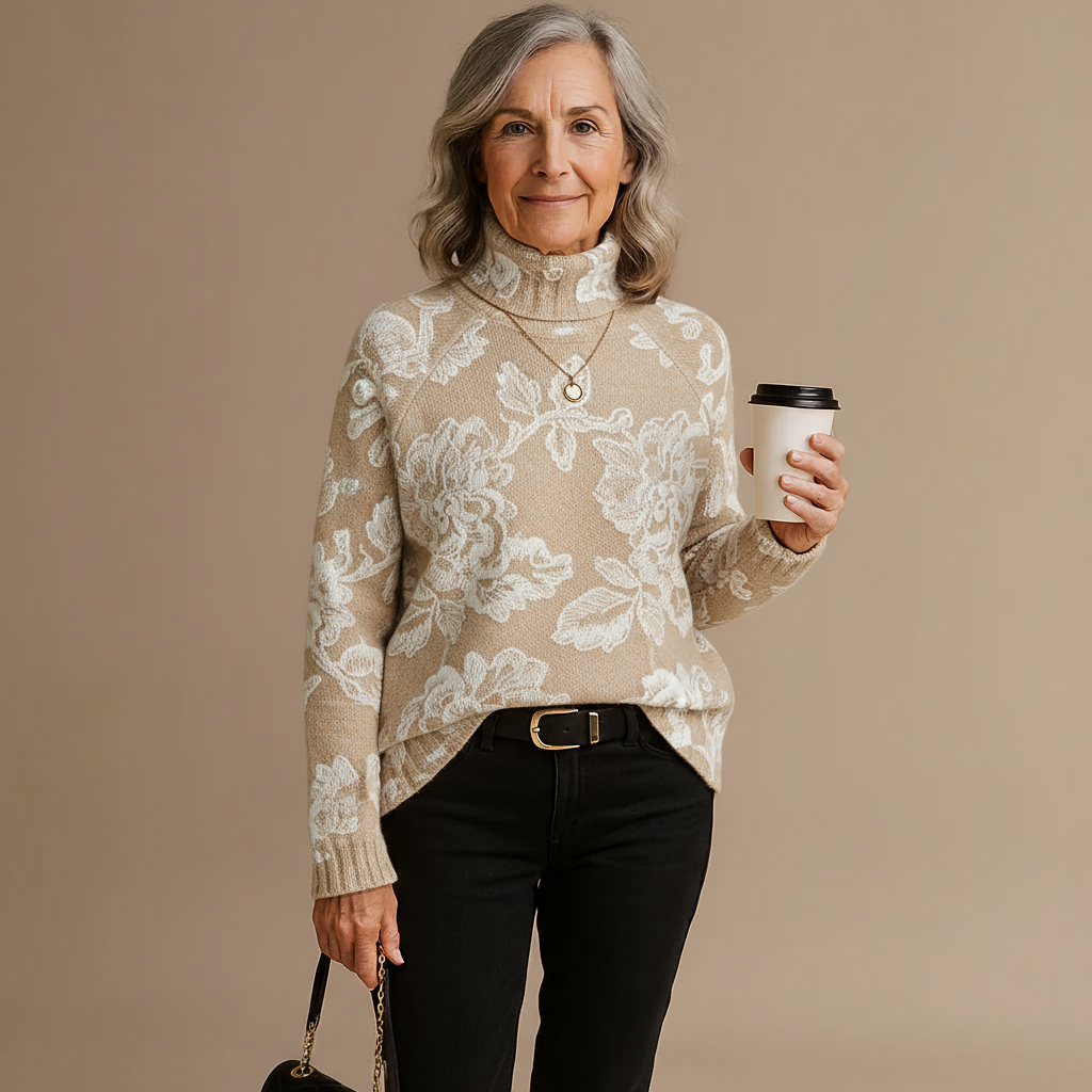 Cecily | Floral Print Turtleneck Jumper