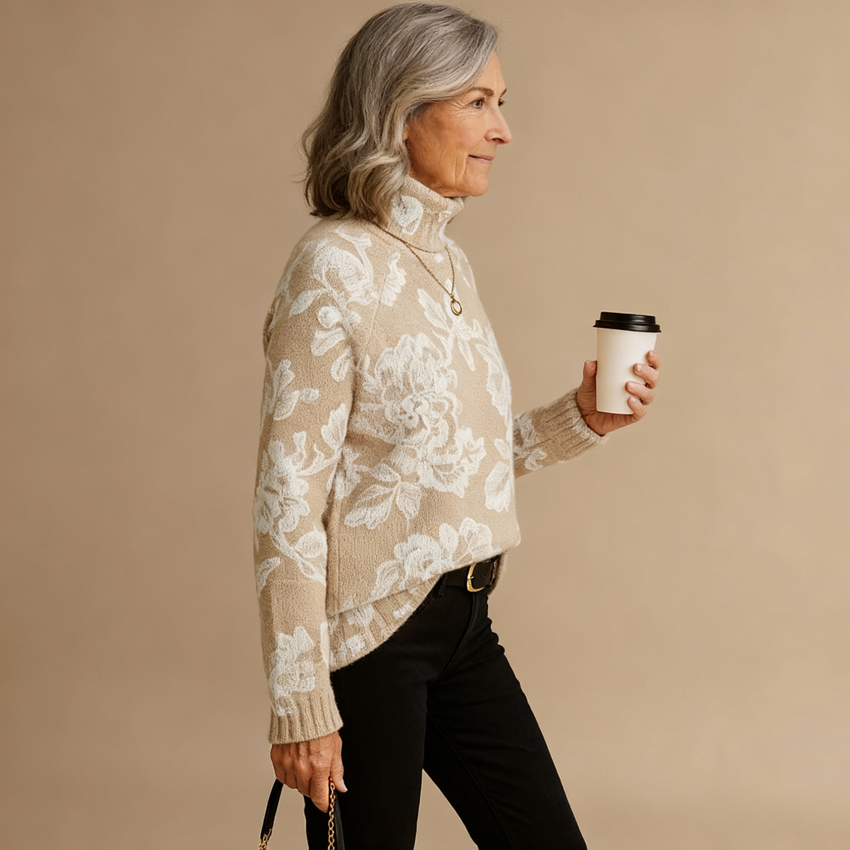 Cecily | Floral Print Turtleneck Jumper
